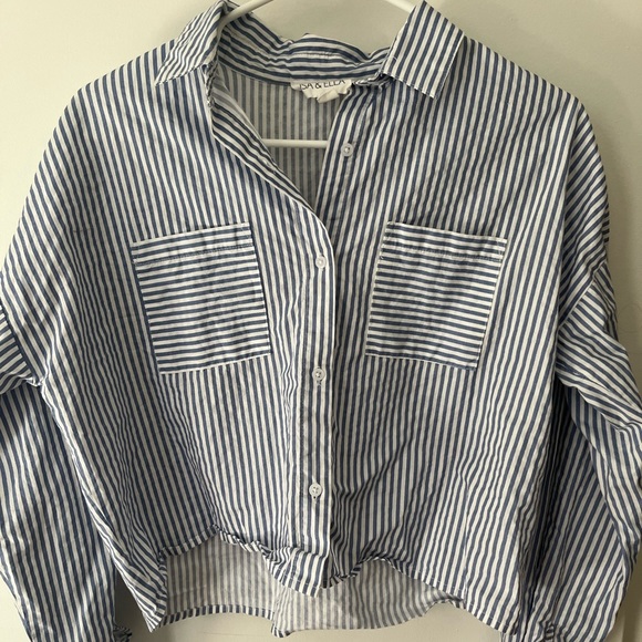 CROPPED STRIPED BUTTON DOWN - Picture 1 of 3